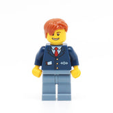 LEGO trn146 - Conductor (Dark Blue Suit with Train Logo, Sand Blue Legs, Dark Orange Hair)